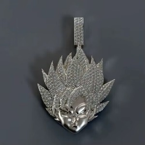 Colgante de dibujos animados plateado con colgantes de calidad de lujo, estilo hip hop, colgante unisex, joyería. - Product Image 3