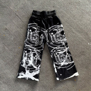 กางเกงวอร์มขาบานพิมพ์ลายต้นไม้แบบกำหนดเอง น้ำหนักเบา สวมใส่สบาย พิมพ์ลายโลโก้ด้วยเทคนิคสกรีน ขอบเอวสองชั้น ทรงขาบาน - Product Image 3