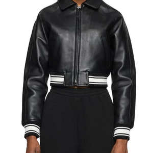 Nueva Chaqueta de Cuero Negra Personalizada para Mujeres de Hermandades – Colección Primavera-Otoño 2026 con Logotipo Griego, Transpirable, Venta al Por Mayor - Product Image 1
