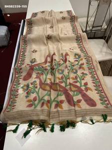 Sari en coton Muga de qualité supérieure, doux, avec tissage Butti et motifs traditionnels, et pallu tissé style Jamdani - Blouse de mode pour femme - Product Image 2