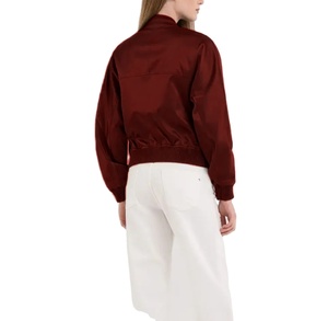 Blouson aviateur d'hiver à col montant en tissu peigné respirant pour femme avec fermeture éclair et rivet - Product Image 6