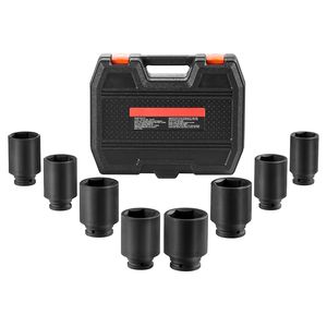 Set di chiavi a bussola per dadi di cardano SAE a 6 punte - 8 pezzi - Attacco da 1/2" - Trattamento termico CR-MO - Set di chiavi a bussola a impatto per dadi di cardano di grandi dimensioni - Product Image 5