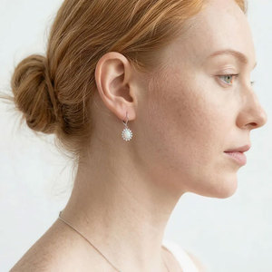 Brass <b>Opal</b> Dangle <b>Earrings</b> Oval White <b>Opal</b> Drop <b>Earrings</b> Vintage Boho Statement Jewelry Gift for Women Wholesale - Product Image 2