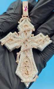 Colgante de cruz de moissanita totalmente engastado, estilo HipHop, de fe cristiana, joyería de moda para raperos, colgante religioso para regalo - Product Image 2