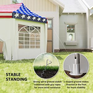 Tenda per feste con bandiera americana resistente da 22,3 x 16,4 piedi con 2 porte e 6 finestre, telaio in acciaio e tessuto in poliestere - Product Image 6