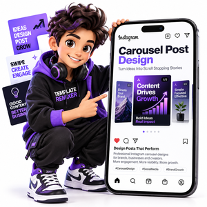 Conception de posts en carrousel Instagram pour les marques : Optimisez l'engagement, racontez des histoires visuelles, prêtez-vous à l'IA, favorisez la croissance de votre visibilité sur les réseaux sociaux, Stock MAC - Product Image 1
