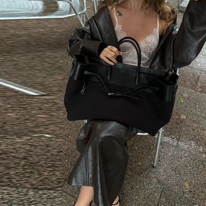 Falda Larga de Cuero Vintage para Mujer, Diseño Sólido con Cierre, Estiliza la Figura, Elegante y Chic, Ropa Urbana Femenina - Product Image 4