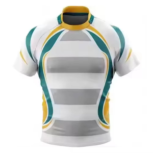 Maillot de rugby personnalisé de qualité supérieure, imprimé par sublimation, 100% polyester, pour hommes et femmes, taille plus, manches courtes, maillot d'équipe - Product Image 3