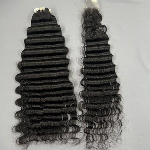 Faisceaux à ondes profondes sans emmêlement et sans perte d'extensions de cheveux humains 100% à donneur unique à double tirage du Vietnam - Product Image 1