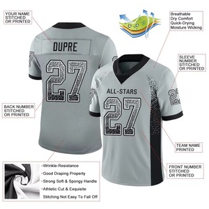 Custom Name and Number Jersey Drift Fashion <b>Silver</b> White Black <b>Mesh</b> Football Jersey Breathable Sports American Football Jersey - Product Image 4