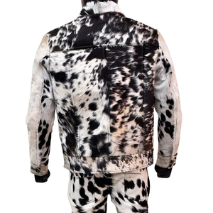 Chaqueta de cuero con estampado de vaca para hombre, estilo occidental, con cremallera frontal completa y textura de piel natural, precio económico, OEM, modelo 2026. - Product Image 3
