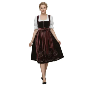 Robe Dirndl allemande en velours de qualité supérieure, costume bavarois pour l'Oktoberfest, tenue ethnique traditionnelle pour femmes, broderie, tenue folklorique - Product Image 1