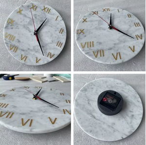 Personalizar diseño indio Carrara mármol blanco piedra alarma redondo mármol decoración pared reloj cualquier uso - Product Image 1