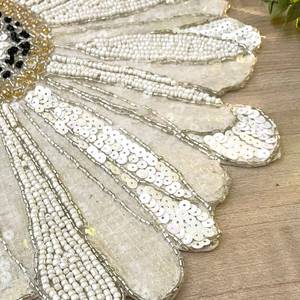 Handmade Flower Shape Fabric <b>Placemat</b> Beaded Design Glam Table Mat Decorative <b>Set</b> 450mm - Product Image 5