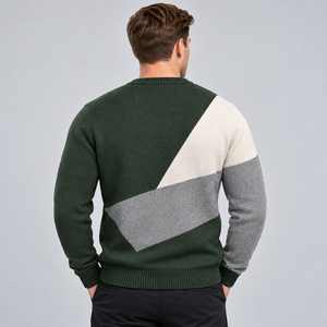 Pull pour homme de qualité supérieure avec tissu en maille texturée, toucher doux, coupe classique, col rond classique, bords côtelés, idéal pour les activités hivernales en plein air - Product Image 3