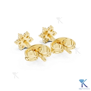 Lab Grown Diamond Floral Cluster Stud <b>Earrings</b> 7 Stone Daisy Motif 14K/18K <b>Solid</b> Gold Women's Jewelry Wedding Party Bridal - Product Image 5