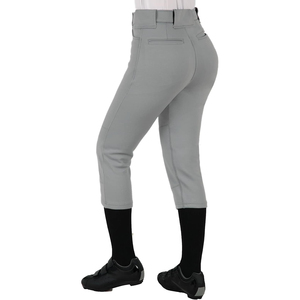 Pantalon de baseball gris ajusté pour femme avec poches, respirant, en spandex et polyester, vêtements de sport toutes saisons - Product Image 1