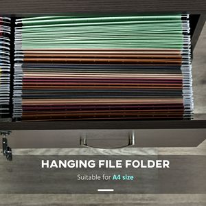 Espresso 2-Drawer <b>File</b> Cabinet for Home Office Assembled Vertical Storage with Hanging Bar and Lock Keys for A4 Size <b>Papers</b> - Product Image 5