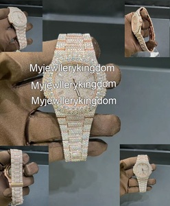 Nouvelle montre-bracelet en acier inoxydable entièrement sertie de diamants Moissanite VVS, design moderne, boîtier en or rose, résistance à l'eau 10 bars, pour l'exportation - Product Image 2