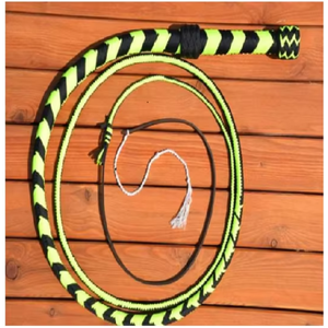 Fouet en paracorde noir et vert néon, fait main, robuste, haute performance, fouets longs pour l'entraînement équestre et l'exercice des animaux - Product Image 3