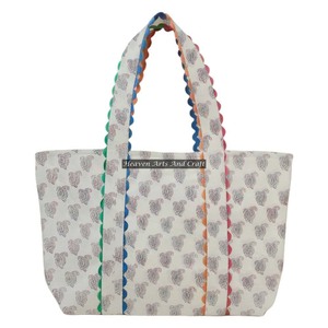 2026 New Custom Ric Rac Block Printed Cotton Shopping <b>Bag</b> with 2 Handle Pattern <b>Beach</b> <b>Tote</b> <b>Bag</b> - Product Image 1