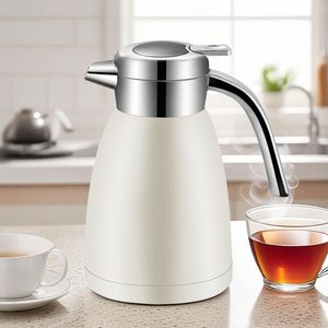 Caraffa termica per caffè bianco termica isolata in acciaio inossidabile da 1,2 l per bottiglie e vasetti di stoccaggio isolati - Product Image 1
