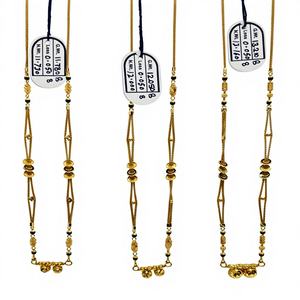 22K <b>Solid</b> Gold Beaded Mala <b>Necklace</b> with Pink and Green Emerald Color Gemstone Accents for Women and Brides - Product Image 1