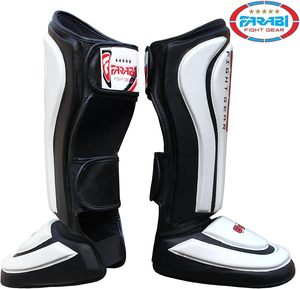 Protège-tibias FARABI SPORTS MMA Kickboxing avec doublure renforcée en gel, en cuir PU, fermeture réglable, protection sportive pour adultes - Product Image 2