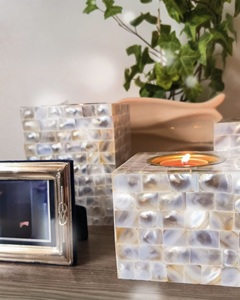 Portavelas de Té con Incrustaciones de Madreperla Hechas a Mano por ILAHI, Ecológicas, con Impresión Personalizada, Recipiente para Velas Aromáticas, Regalo de Cumpleaños/Navidad - Product Image 2