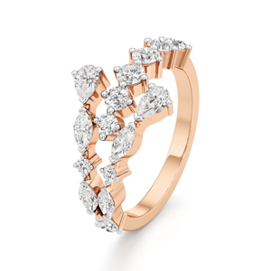 Rose <b>Gold</b> Diamond <b>Cocktail</b> <b>Ring</b> Pear CutLuxury Women's Engagement <b>Ring</b> - Product Image 1
