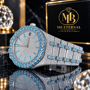 Reloj de Diamantes de Lujo MB ETERNAL JEWELS para Mujer, Caja Redonda de Acero Inoxidable de 38 mm, Cierre Desplegable de Cuarzo Analógico - Product Image 4