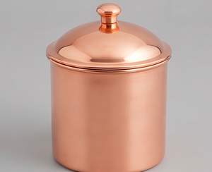 Copper Food Container <b>Set</b> With Lid Round Classic Design Polished Surface For Spice Storage And For Stylish Kitchen Use - Product Image 5