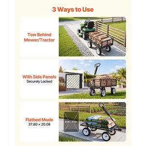 Carretilla de Jardín de Acero Resistente de 900 LBS con Llantas de 10 Pulgadas, Carro de Jardinería Ajustable para Exteriores, Carro Utilitario con Remolque - Product Image 5