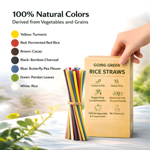 Pajitas Biodegradables de Arroz y Almidón de Tapioca, Pajitas 100% Biodegradables de Grado Alimenticio, Ecológicas - Product Image 5