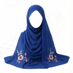 Voile musulman de haute qualité, nouveau châle hijab en mousseline de soie perlée respirant pour femme, brodé, long, doux et premium pour l'été - Product Image 3