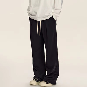 New Custom Logo <b>Canvas</b> Baggy Sweatpants 100% Polyester Straight Pattern Mid Waist Casual Eco-Friendly Breathable - Product Image 1