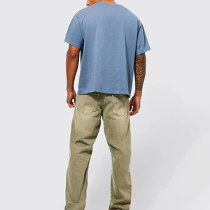 Camiseta de Alta Calidad para Hombre, Sólida, Oversize, de Algodón Suave, Cuello Redondo, Corte Holgado, Estilo Minimalista, Informal, Básica, Top de Moda de Verano - Product Image 3