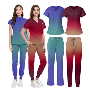 Conjuntos de Uniformes Médicos Unisex, Pantalones de Mezclilla con Cordón Ajustable y Degradado Personalizado, Blusas sin Mangas, Uniforme de Hospital - Product Image 2