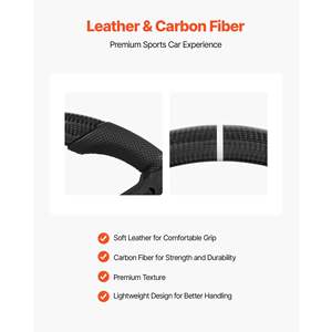 Volante de Cuero con Base Plana en Forma de D de Fibra de Carbono para Ford Mustang 2010-2014, Textura Antideslizante Precisa, Negro - Product Image 3