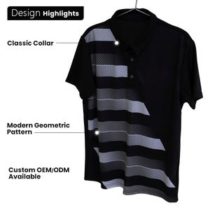 Deportes personalizados para hombres para camiseta Polo transpirable y de secado rápido 100% poliéster Jersey con patrón de impresión - Product Image 4