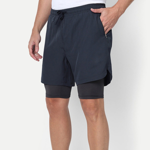 Manufacturer Supply Men’s Running Double <b>Layer</b> Shorts with Compression Liner and Side Pockets - Product Image 4