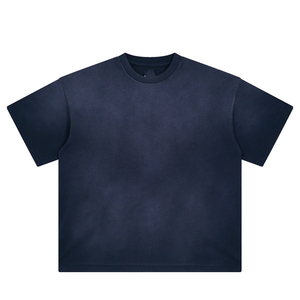 <b>Men's</b> Distressed Round Neck T-shirts Custom Logo <b>Men's</b> Heavyweight <b>Cropped</b> Oversize Acid Wash T Shirts <b>For</b> <b>Men's</b> - Product Image 6