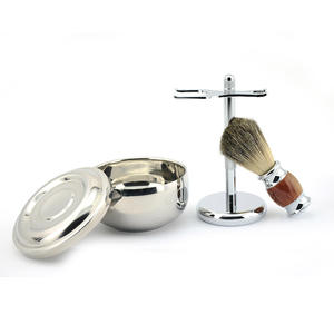 Gift 3pcs Shaving Brush <b>Set</b> Hotel Barber Using Stainless Steel Foaming Kit - Product Image 4