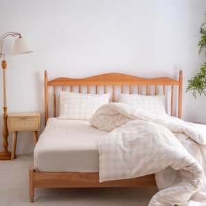 Parure de lit haut de gamme en mélange lin-coton, teinte unie, 4 pièces, style moderne, avec taies d'oreiller et housse de couette, OEM ODM - Product Image 5