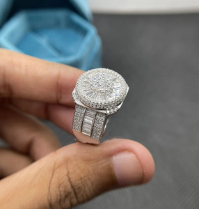 Stunning Men's Fully Iced Out Baguette Cut Hip Hop 925 Sterling Silver Rhodium Plated <b>Custom</b> <b>Ring</b> Anniversary Wedding Engagement - Product Image 3