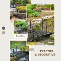 Pont en métal noir à 6 pièces pour jardin, avec barrières de sécurité, idéal pour ruisseaux, étangs et comme ornement