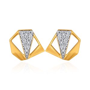 Pendientes de Diamantes en Oro Amarillo Angular Muse Stud, Corte Triangular, Diamantes Naturales, Diseño Minimalista, Uso Diario para Mujer - Product Image 1