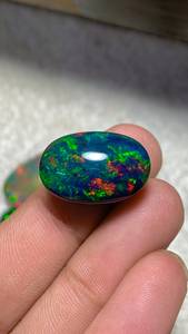 Opale noire éthiopienne naturelle, taille poire, cabochon, pierre précieuse en vrac, jeu de couleurs multibrillantes, 18x24x8mm, 8 carats, pour la fabrication de bijoux - Product Image 2