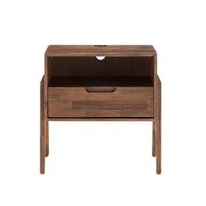 Table de chevet en bois massif avec tiroir et étagère ouverte, table de chevet moderne pour chambre à coucher, hôtel, appartement et maison - Product Image 1