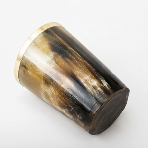 Handcrafted Eco-Friendly Horn Glass Buffalo Horn Beaker Brass Rim Polished Tumbler Metal Accent Natural Drinking <b>Cup</b> Artisanal - Product Image 6